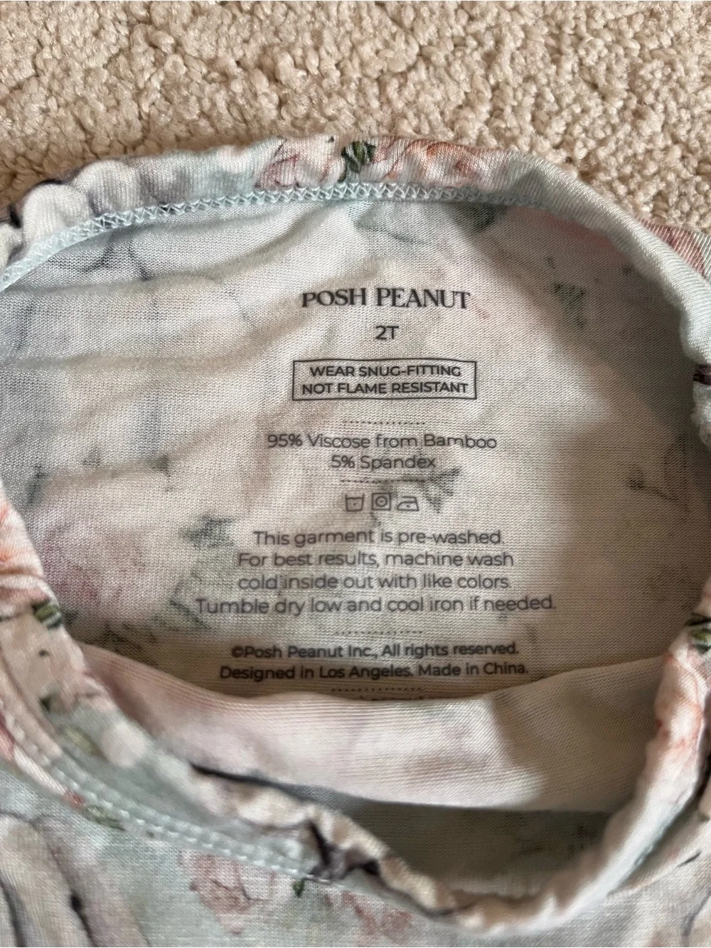 Posh Peanut Long Sleeve Pajama Set “Jackie” (girly pumpkin) Size 2T EUC